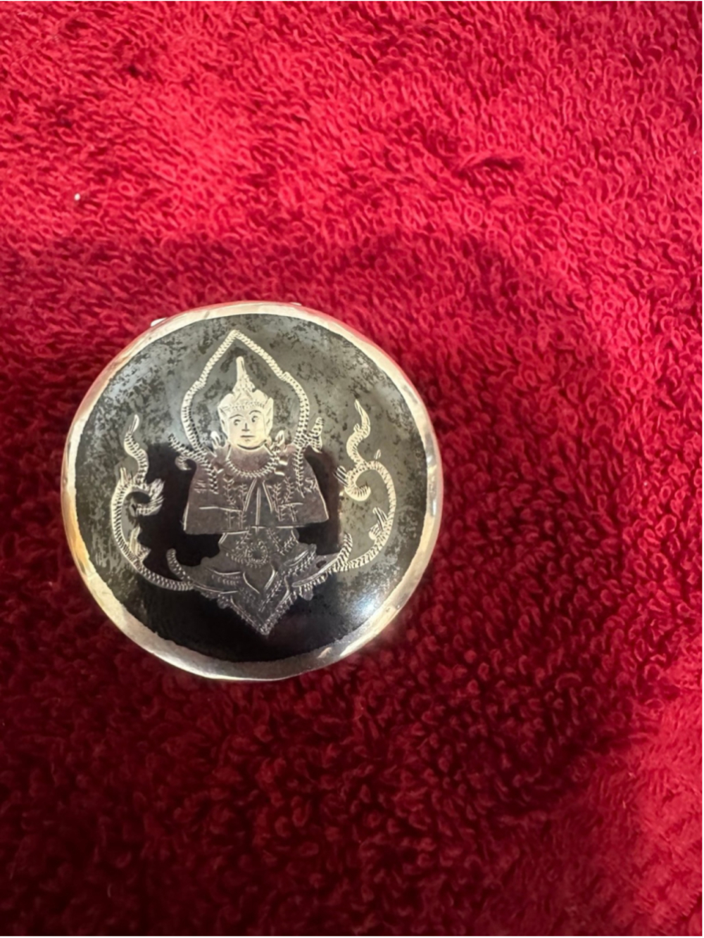 vintage sterling silver pill box, Siam